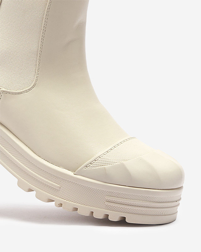 Béžové dámske čižmy na hrubšej podrážke Berann- Obuv