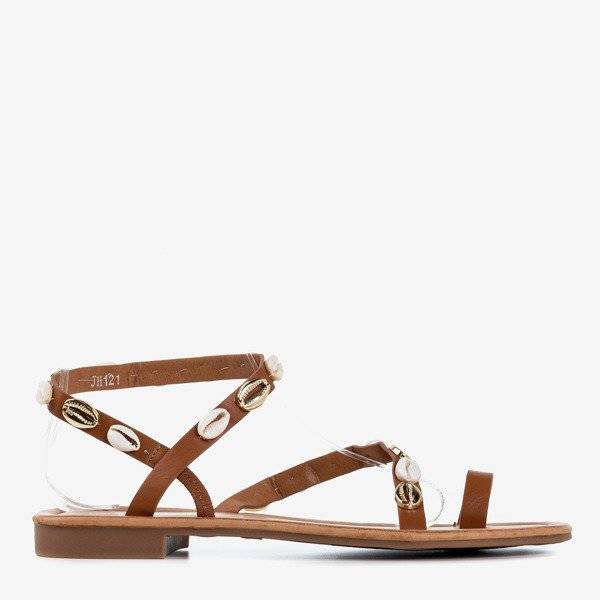 Hnědé dámské sandály s pouzdry - Obuv 1