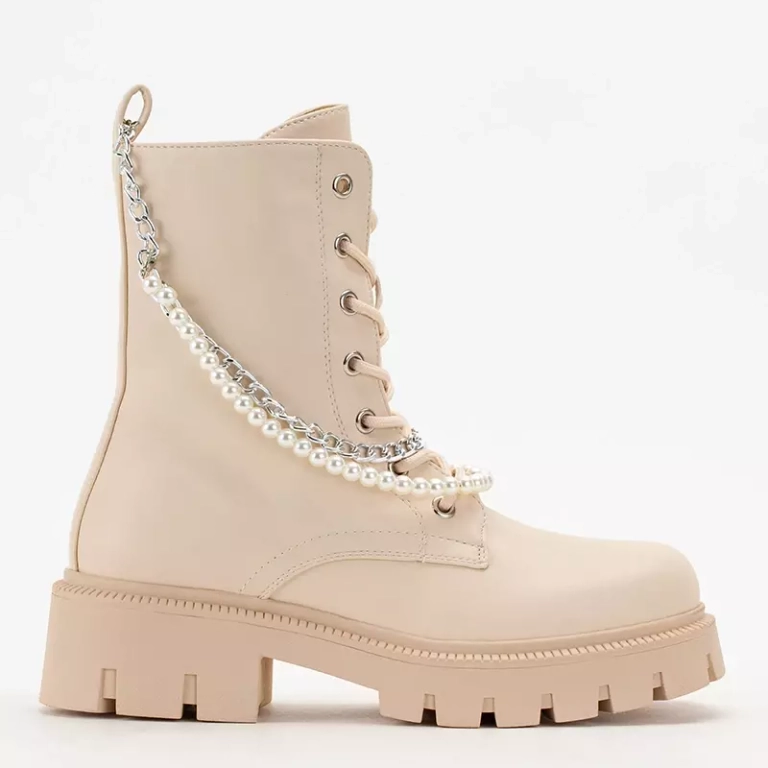 OUTLET Krémové dámske tašky s retiazkou a perličkami Agsiva - Obuv