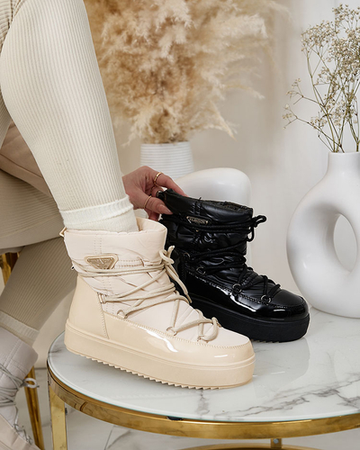 Royalfashion Dámske slip-on čižmy a'la snow boots v béžovej farbe Nevsone