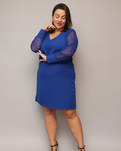 Lesklé šaty po kolená v zelenej farbe PLUS SIZE- Oblečenie