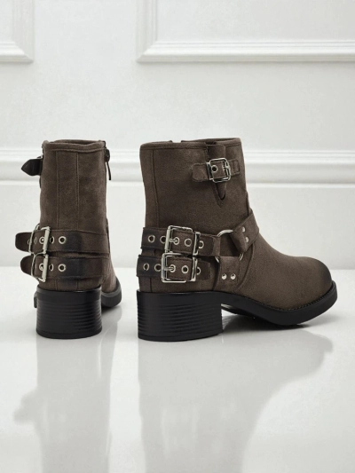 Ženski gležnarji iz eko semiša s sponkami Valtos