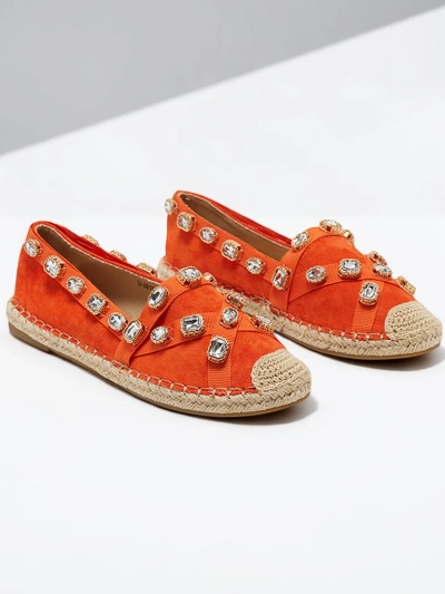 Oranžové dámske espadrilky s kryštálmi Wamba - Obuv