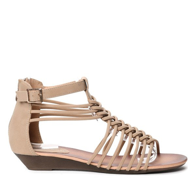 Béžové sandále na nízkom podpätku vyrobené z umelej kože Uasswerra - Obuv
