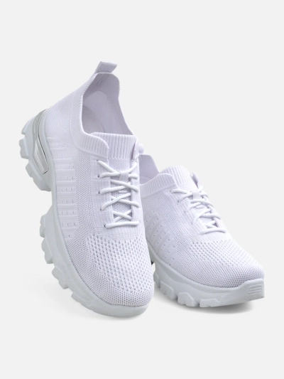 Ženski športni čevlji Calista Bianca – bele superge iz tkanine, nizka peta