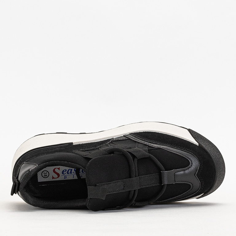 OUTLET Čierna dámska športová obuv s vyššou podrážkou Kanislo - Obuv