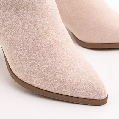 OUTLET Klasické dámske béžové čižmy na stĺpiku Asya - Obuv