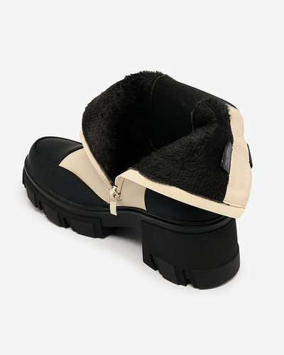 Royalfashion Dámske matné béžové čižmy Bevta na plochom podpätku