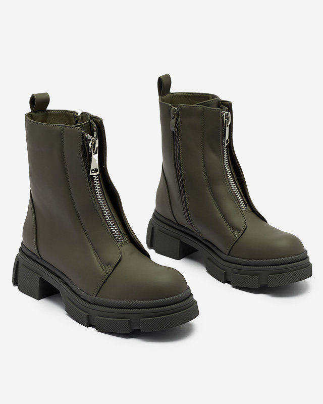 Dámske zateplené tmavozelené vysoké čižmy Slovys- Obuv