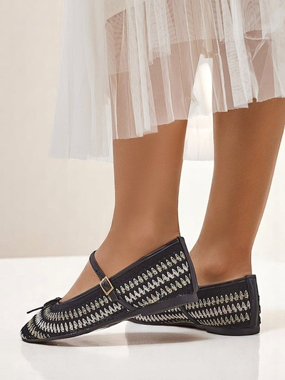 Royalfashion dámske tkané balerínky s remienkom Vanot