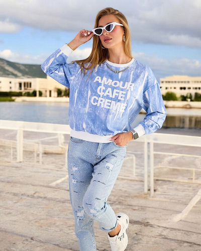 Royalfashion Dámska bavlnená mikina s tenkou potlačou