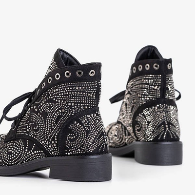 Čierne dámske topánky s kubickým zirkónom Elwira - Obuv