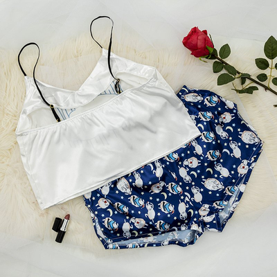 Dámske tmavomodré pyžamo s potlačou - Oblečenie