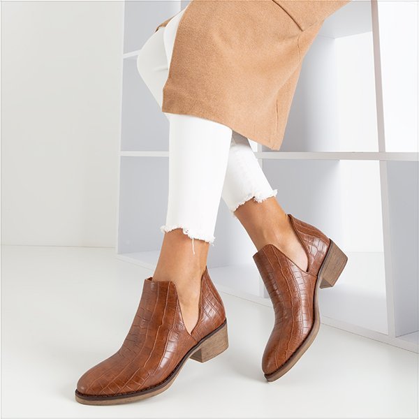 Hnedé topánky z hadej kože s výrezmi Piksen - Obuv