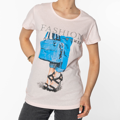 Púdrové dámske tričko s potlačou FASHION-Clothing