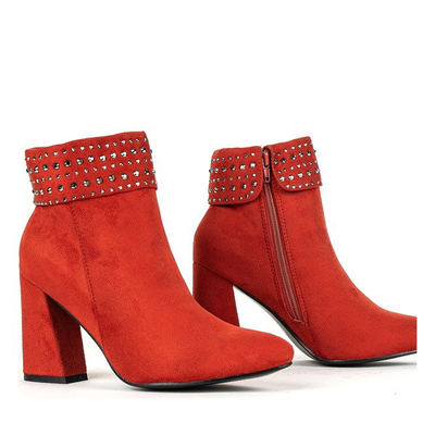 Ciemnopomarańczowe botki na słupku Britani - Obuwie