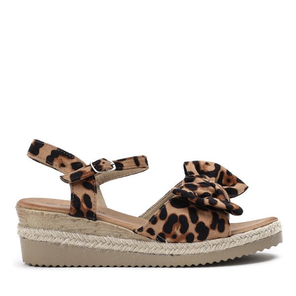 Leopardové sandály na nízkém klínu Adelaida - obuv