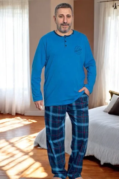 Royalfashion Pánske bavlnené kostkované pyžamá VEĽKOSŤ PLUS