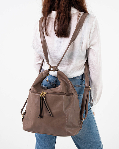 Hnedo sivá dámska kabelka - ruksak z eko kože - Doplnky