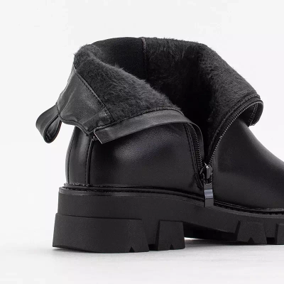 OUTLET Čierne zateplené dámske čižmy Junote - Obuv