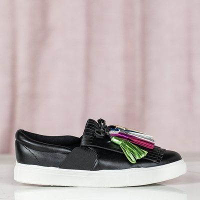 OUTLET Čierne športové tenisky so strapcami Osederra - Obuv