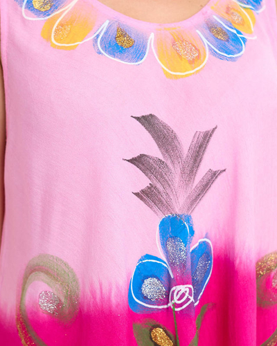 Dámske plážové šaty ružovej farby s kvetinovým vzorom - Oblečenie