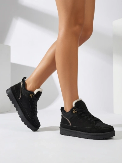 Ženski športni copati Diana Črni Semiš Udobni za Zimo