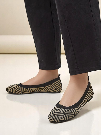 Royalfashion Textilné dámske balerínky s geometrickou potlačou Metric