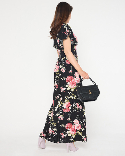 Vzdušné čierne dámske šaty s krátkym rukávom - Oblečenie