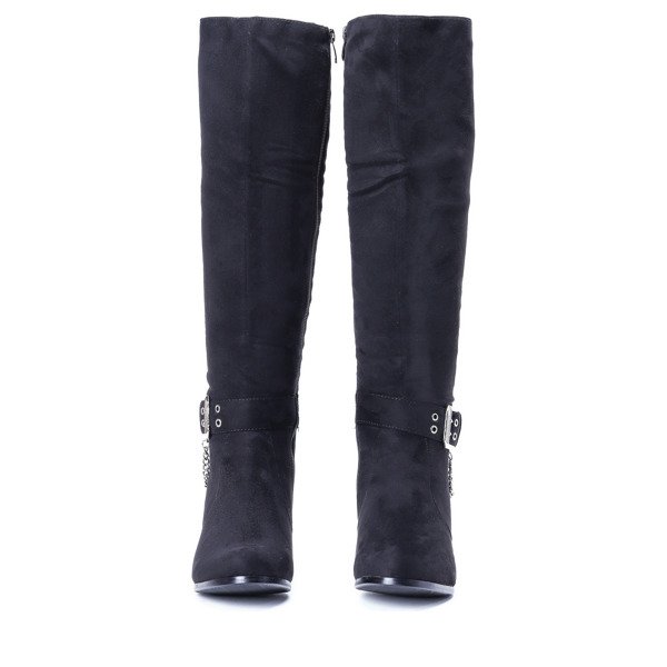 Czarne kozaki na słupku Camilla - Obuwie