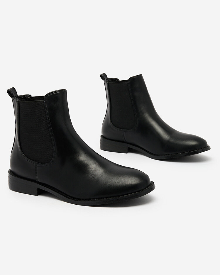 Royalfashion Čierne dámske čižmy a'la sztyblety s ozdobami Ederte