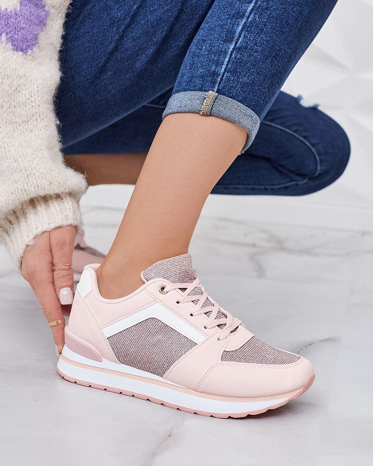 Ružové dámske športové tenisky s trblietkami Berilan - Obuv