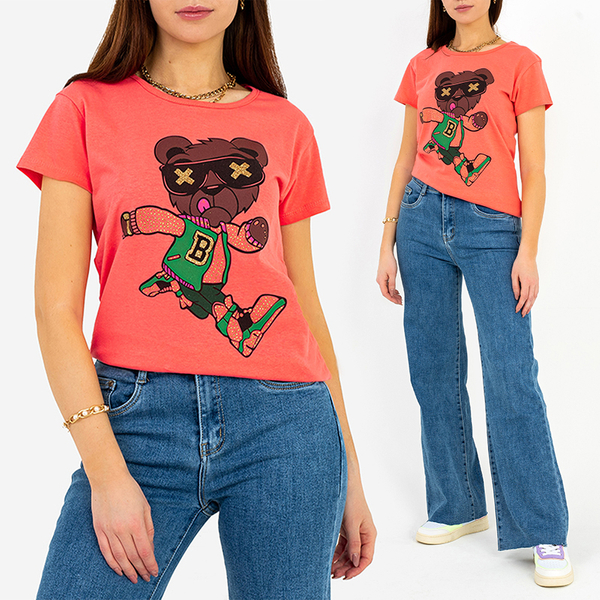 Dámske tričko s koralovou potlačou - oblečenie