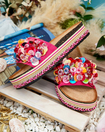 Royalfashion Dámske žabky Loassa s kamienkami