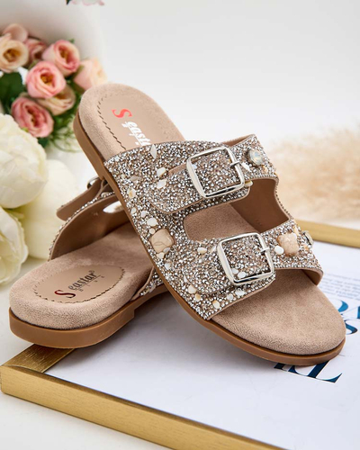 Royalfashion Dámske žabky s prackami a zirkónmi Monnas