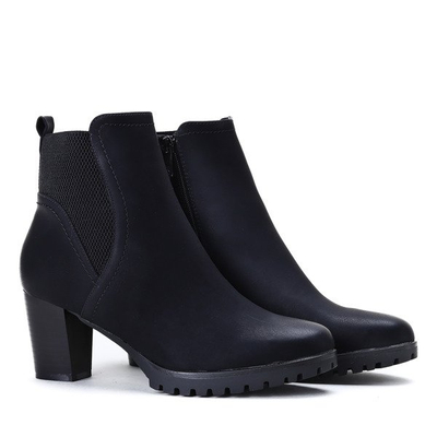 Czarne botki na słupku Brode - Obuwie