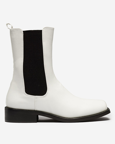 Ženski Gležnarji Astra Beli Usnjeni Elegantni za Jesen