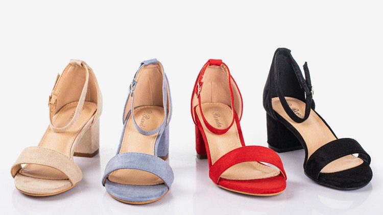 Béžové dámske sandále na nízkom stĺpiku First Love - Obuv