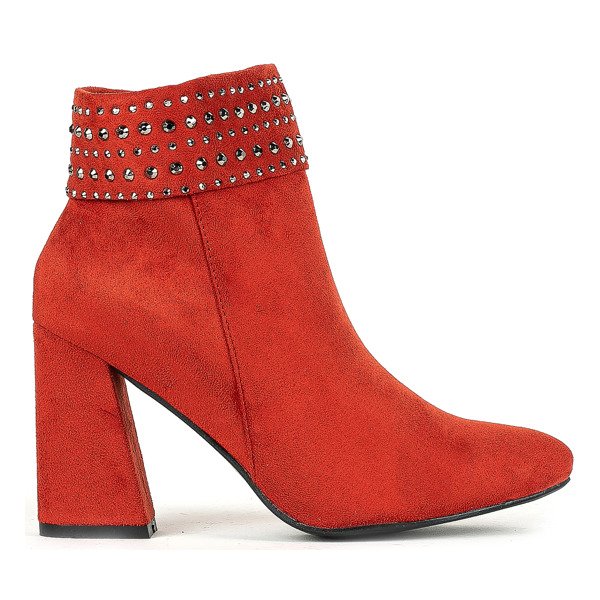 Ciemnopomarańczowe botki na słupku Britani - Obuwie