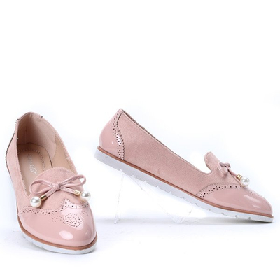 Różowe mokasyny z perełkami Lynh - Obuwie