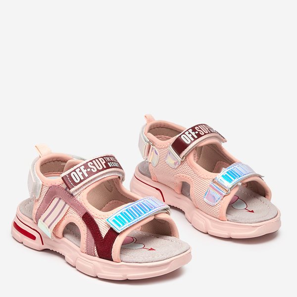 Ružové dievčenské sandále s holografickými vložkami značky Heilol - Footwear