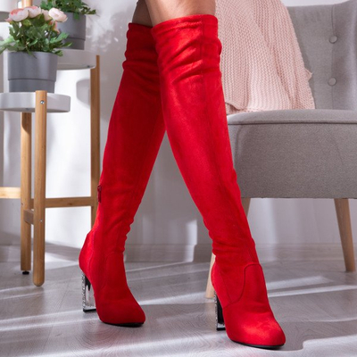 Czerwone kozaki na wyższym słupku Buenos - Obuwie