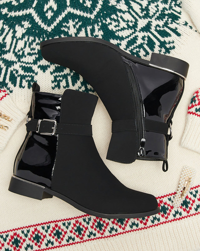 Dámske čižmy s prackou v čiernej farbe Amedu- Obuwie