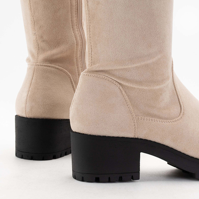 Béžové čižmy pod kolená Erwinet - Obuv