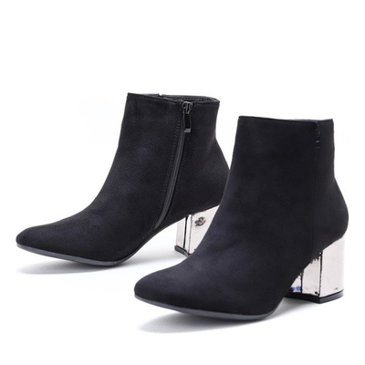 Czarne botki na metalicznym słupku Hypnotized - Obuwie