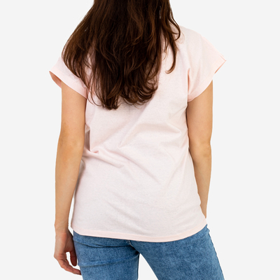 Ružové dámske tričko s potlačou kvetov - Oblečenie