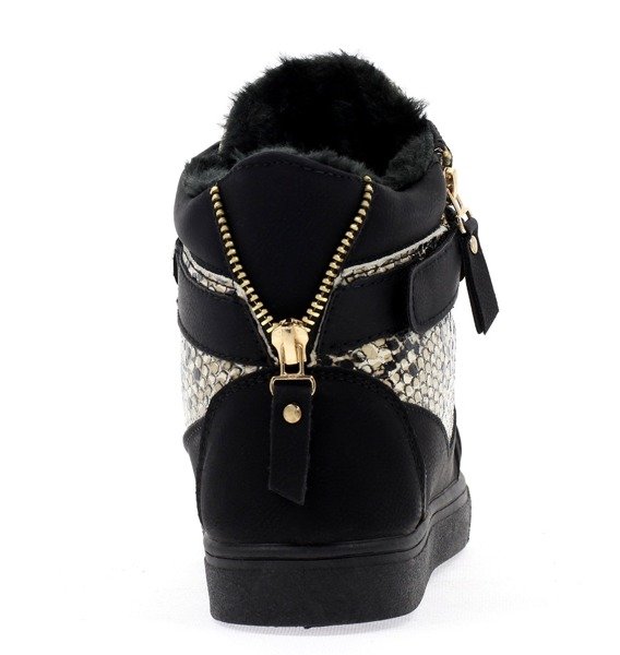 Czarne sneakersy ze złotą ozdobą - Obuwie