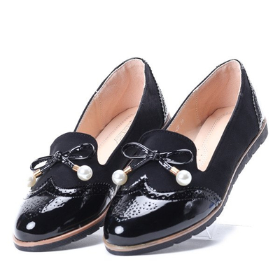 Czarne mokasyny z perełkami Lynh - Obuwie