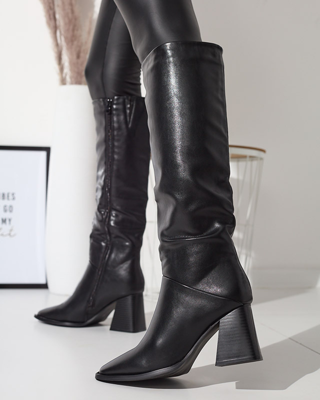 Dámske čižmy pod kolená v čiernej farbe Souve- Footwear