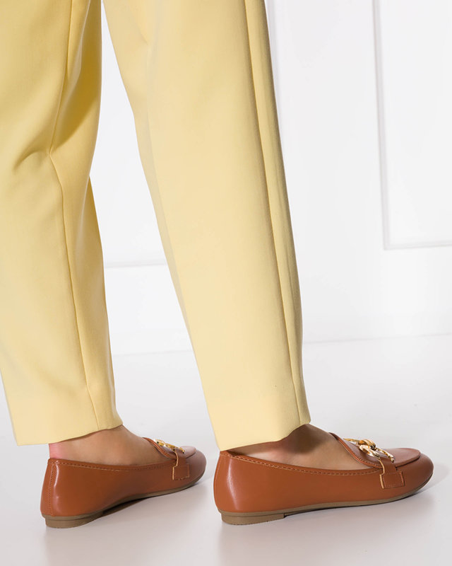 OUTLET Hnedé dámske mokasíny so zdobením Pyolens - Obuv